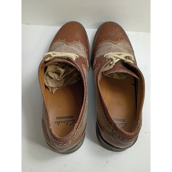 CLARKS 16326 Brown Leather Wingtips Saddle Oxfords MENS size 8M